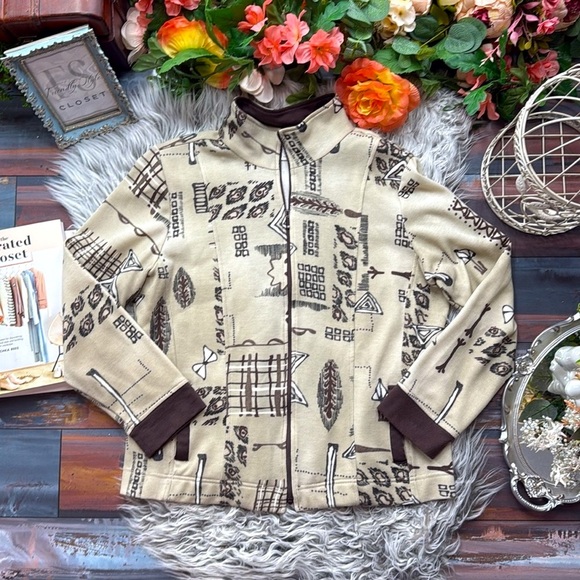 Vintage Rafael Sport Vintage Abstract Print Cotton Blend Lightweight Jacket - Picture 4 of 10